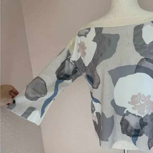 NWT Zara pull on knit light sweater, geometric details, viscose wide sleeves M - Picture 14 of 14